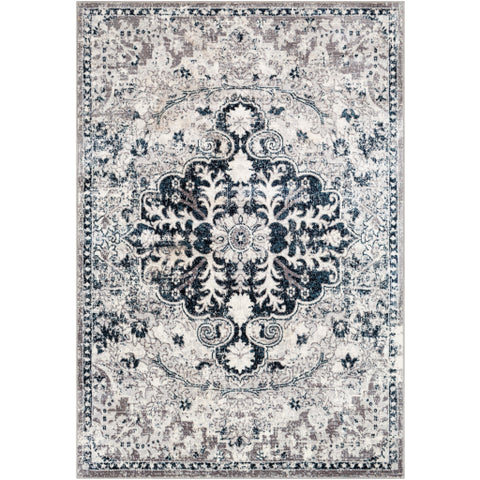 Image of Surya Wanderlust Traditional Aqua, Navy, White, Silver Gray, Charcoal, Black Rugs WNL-2307