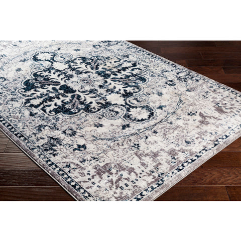 Image of Surya Wanderlust Traditional Aqua, Navy, White, Silver Gray, Charcoal, Black Rugs WNL-2307