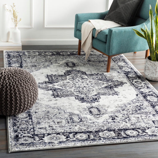 Surya Wanderlust Traditional Charcoal, Navy, Silver Gray, White, Black Rugs WNL-2312