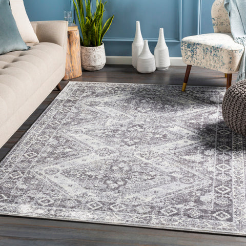 Image of Surya Wanderlust Global Charcoal, Silver Gray, White Rugs WNL-2316